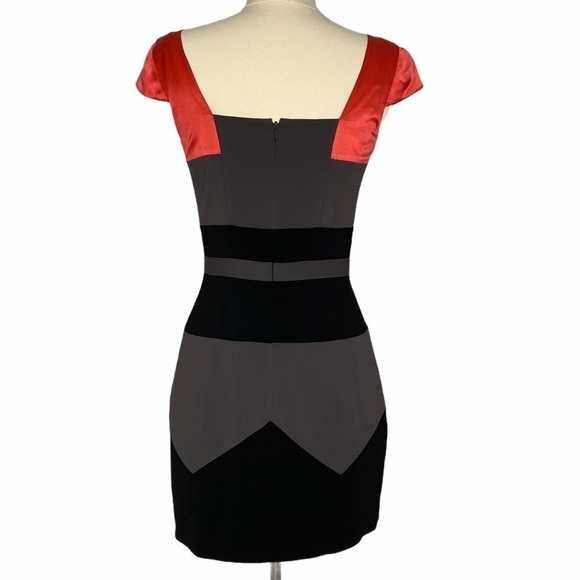 JAY GODFREY Colorblocked Cap Sleeve Silk Sheath Dress Size 2 - Picture 3 of 4